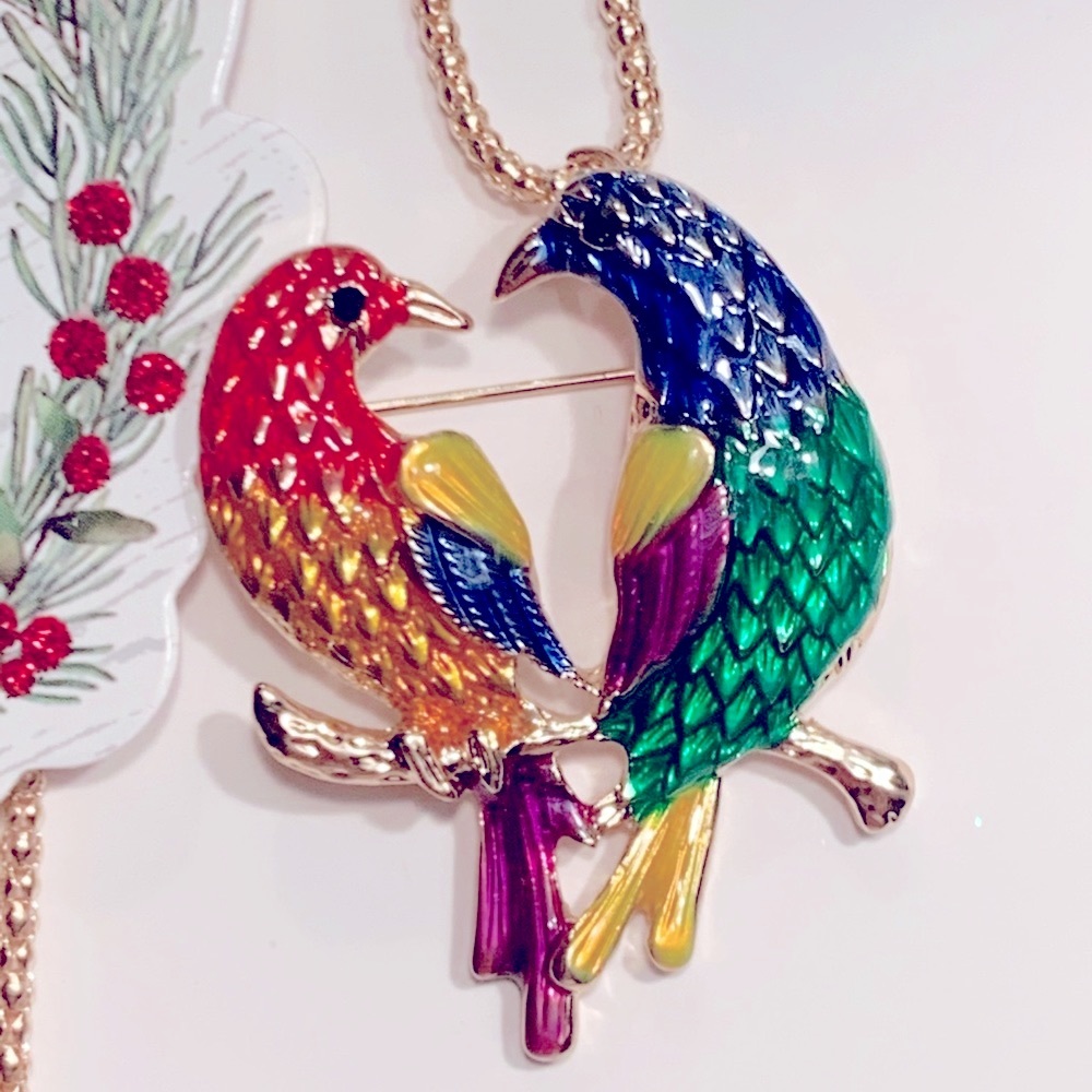 💋 3/$30 💋 Betsey Johnson Style -Birds PendantBrooch Necklace